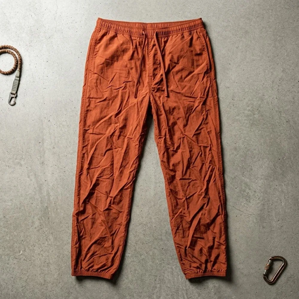 Vintage RAW Men's L Orange Nylon Windpants Y2K Gorpcore Skater Baggy Archive